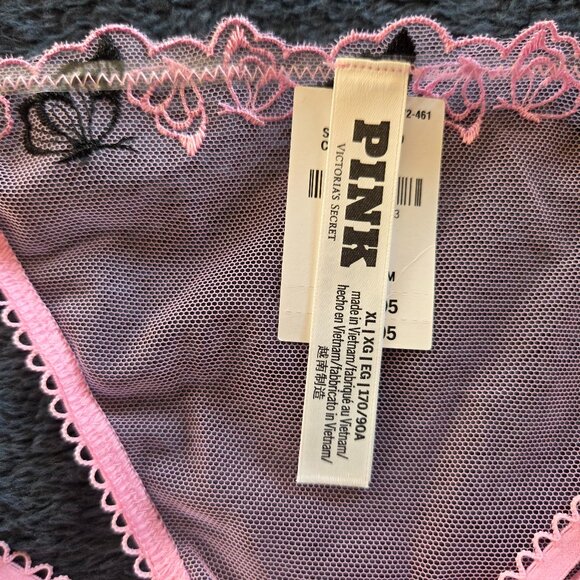 Victoria's Secret Pink! Light pink Wink double strap mesh V-string Panties XL - Picture 2 of 4